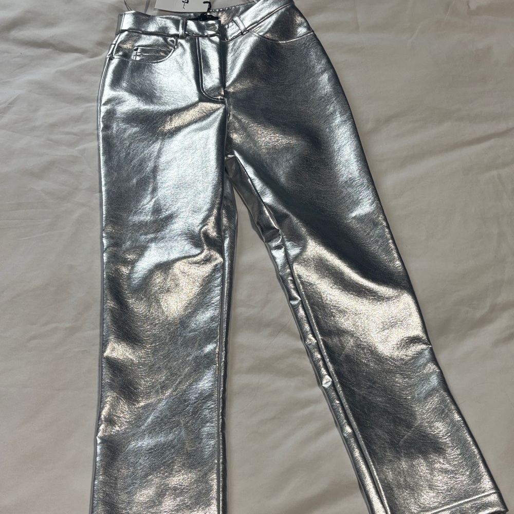 7 For All Mankind Shimmering Silver Jeans